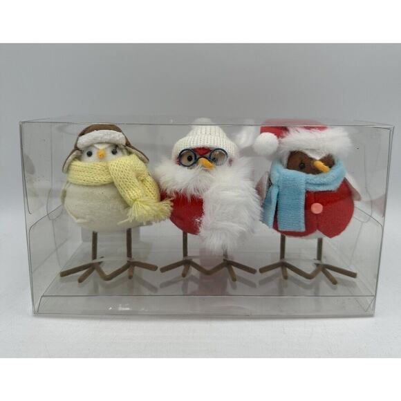 2023 Featherly Friends Target Christmas 3pc Fabric Bird Figurine Wondershop READ - Picture 1 of 6